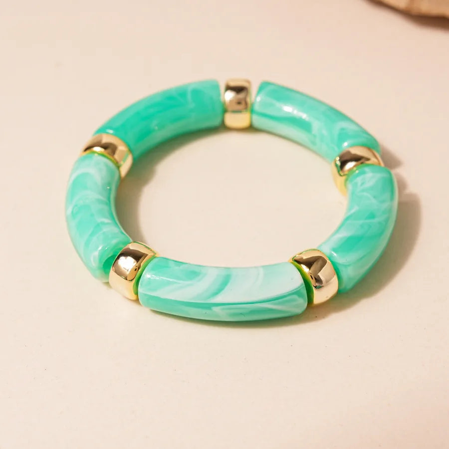 KMVEXO Vintage Turquoise Blue Geometric Resin Bangle Women Irregular Wide Bracelet Ladies Bohemian Beach Acrylic Bangles Jewelry