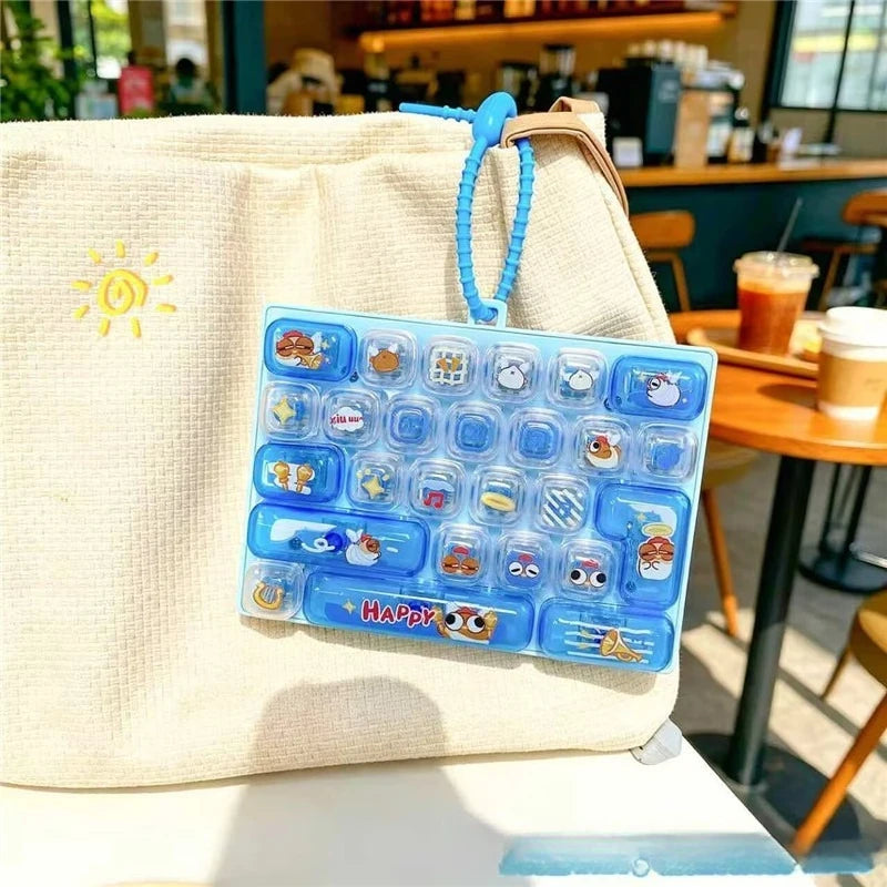 Silicone 26 Key Press Button Fidget Bag Charm Keychain Stress Relief Decompression Keyboard Keyring for Family Party Adults Kids