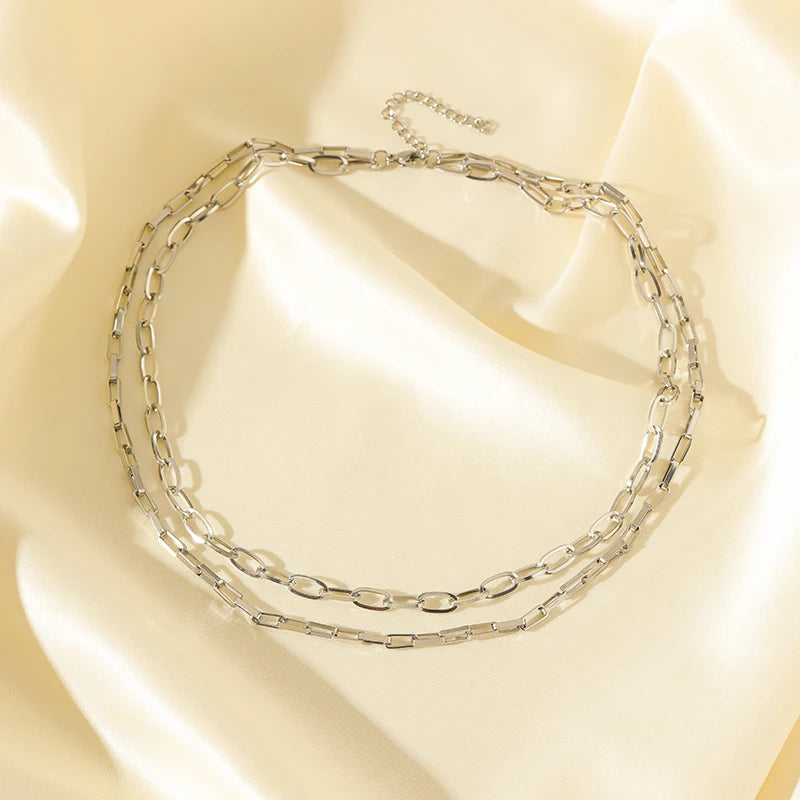 EILIECK 316L Stainless Steel High Quality Chain Collar Necklace For Women Silver Color Neck Chain Trendy Fashion Jewelry Bijoux