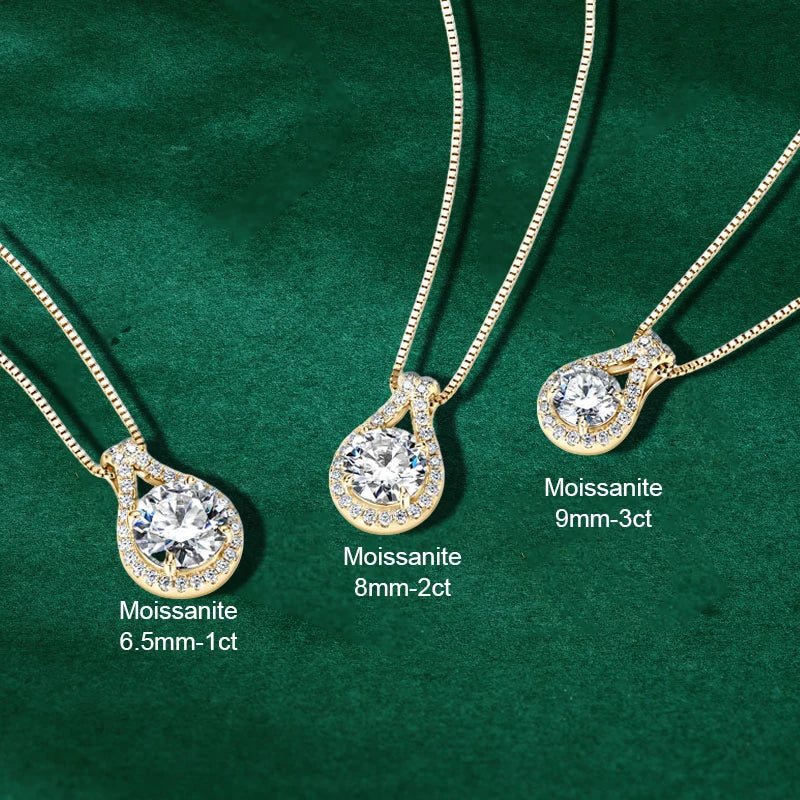 OXTAO Women's Real 925 Sterling Silver Water Drop Pendant 6.5mm 8mm 9mm D Color Moissanite Classic Necklaces Luxury Jewelry Gift