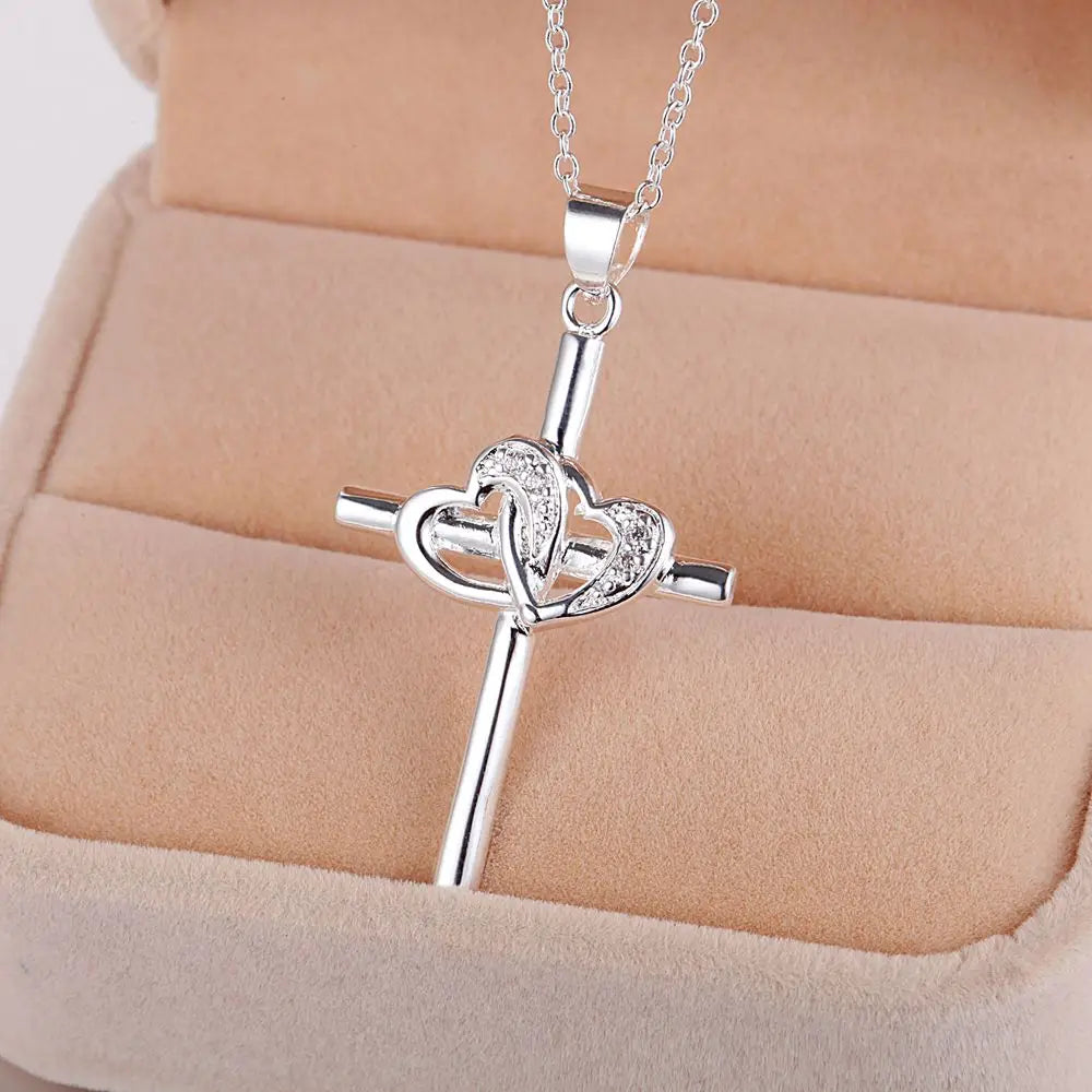 New Cross 925 Sterling Silver Necklace pendant Chain Jewelry for Women Fashion Party wedding accessories Gifts