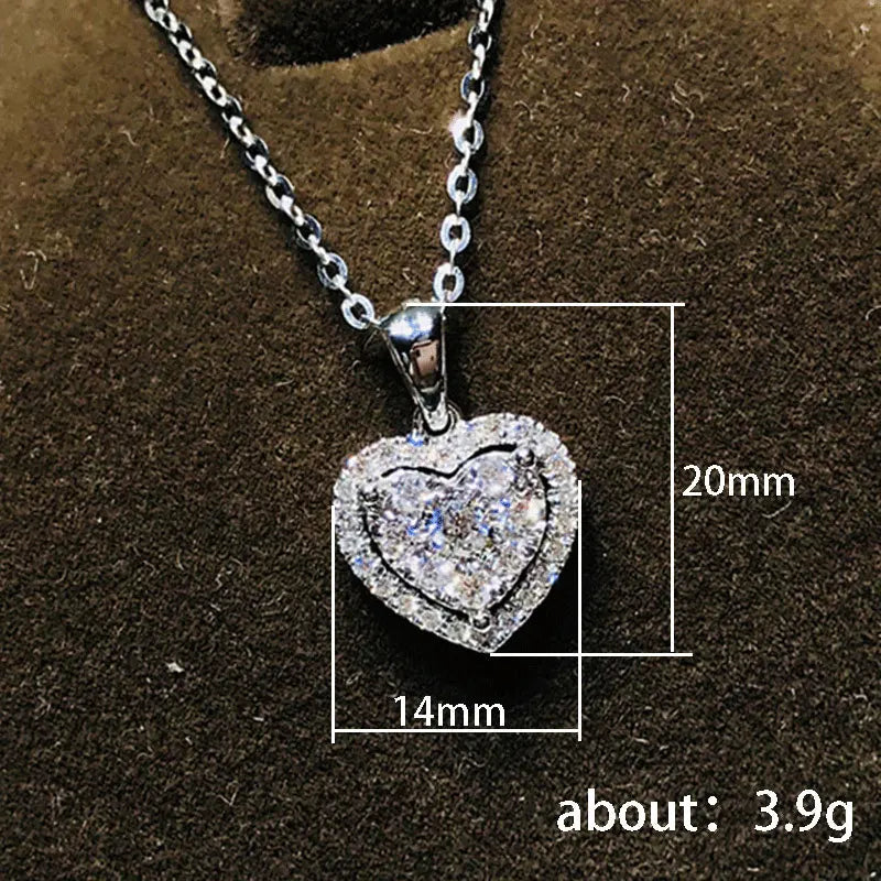 OXTAO Heart Shaped Moissanite Pendant Necklace Certified for Women 14K Gold Filled Romantic Jewelry Wedding Anniversary Gift