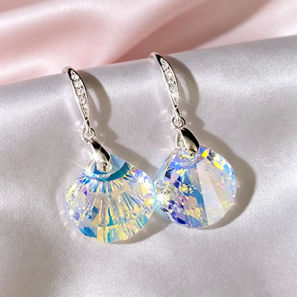 Small Shell Elegant Charm Female Rainbow Zircon Stone Silver Color Dangle Earrings 2026 Fashion Wedding Jewelry For Women