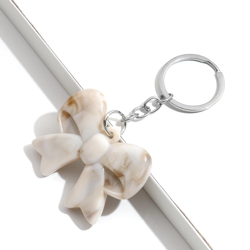 Trend Acrylic Colorful 3D Bowknot Keychains for Women Y2K Key Chain Bag Car Phone Pendant Accessories Gifts