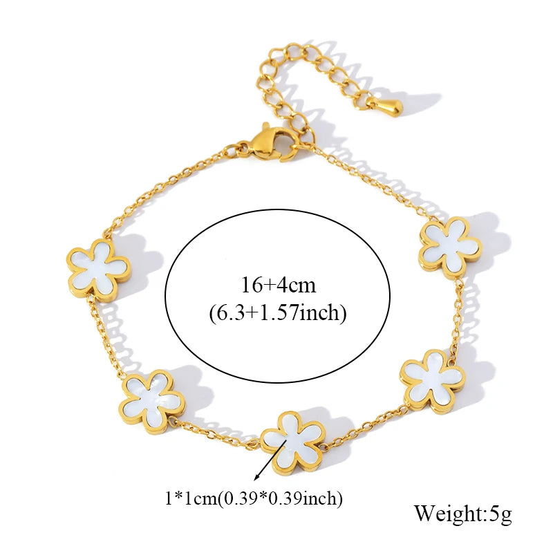 EILIECK 316L Stainless Steel Colorful Star Zircon Charm Bracelet Gold Color Jewelry Trendy Metal Texture Accessories for Women