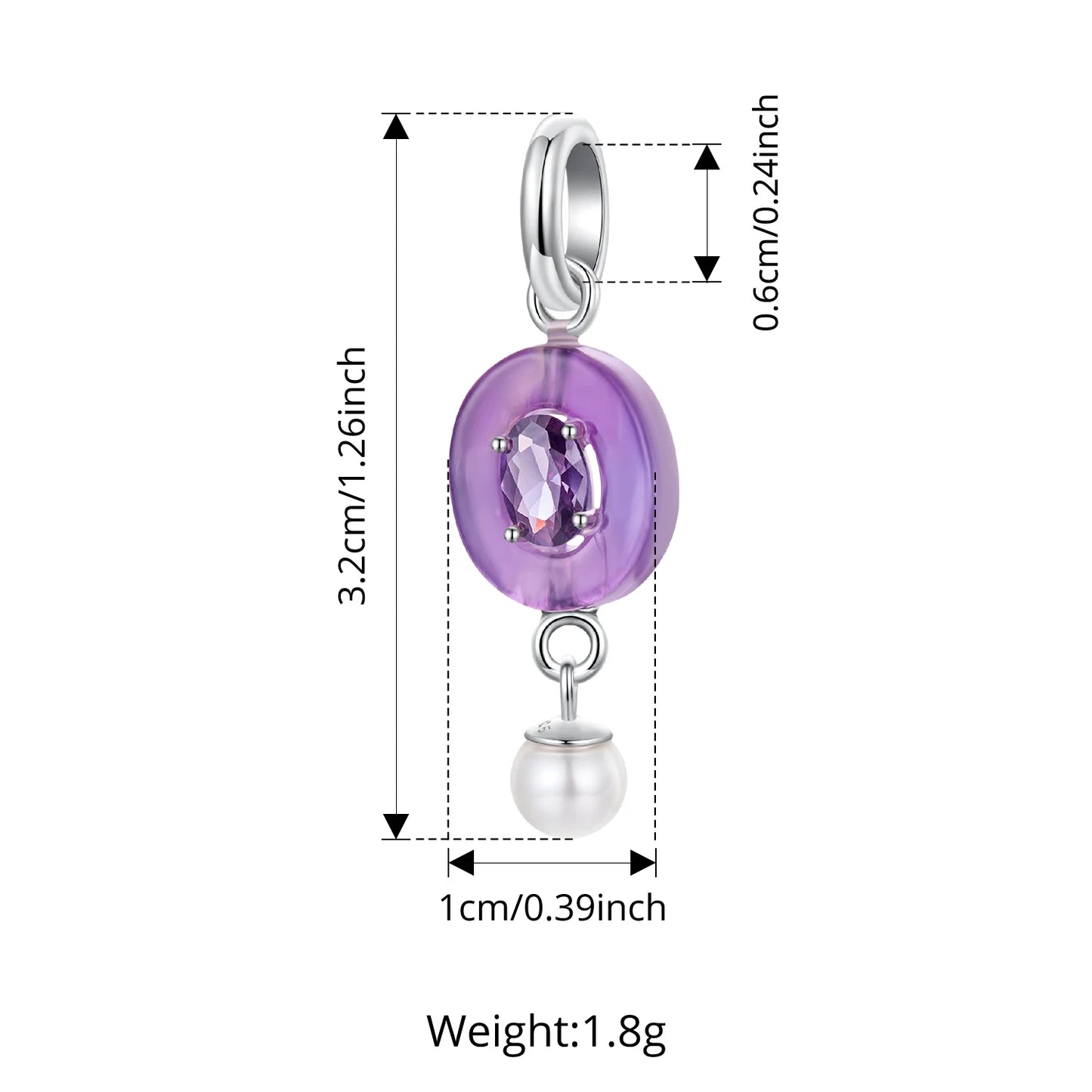 BAMOER 925 Sterling Silver Natural Crystal Pendant fit Original Bracelet DIY Bamoer Charm for Jewelry Making Party Gift