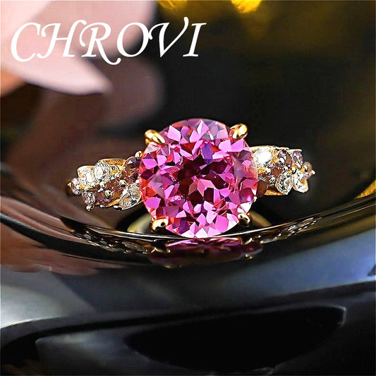 Luxury-Style 925 Sterling Silver Focus Single Diamond Round Sparkling Open-Style Ring for Women at Banquet Events