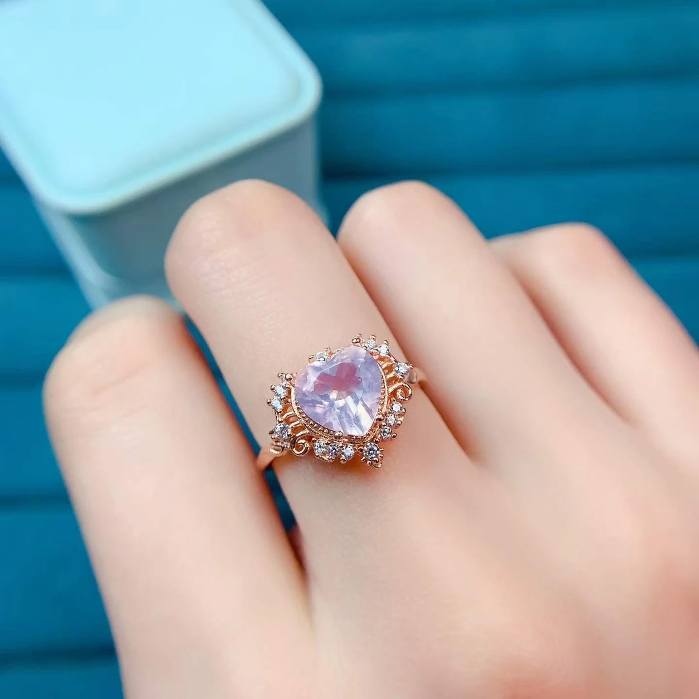 Real 925 Silver Amethyst Ring 8mm 2ct 100% Natural Amethyst Jewelry with Certificate 18K Gold Plated Crystal Jewelry