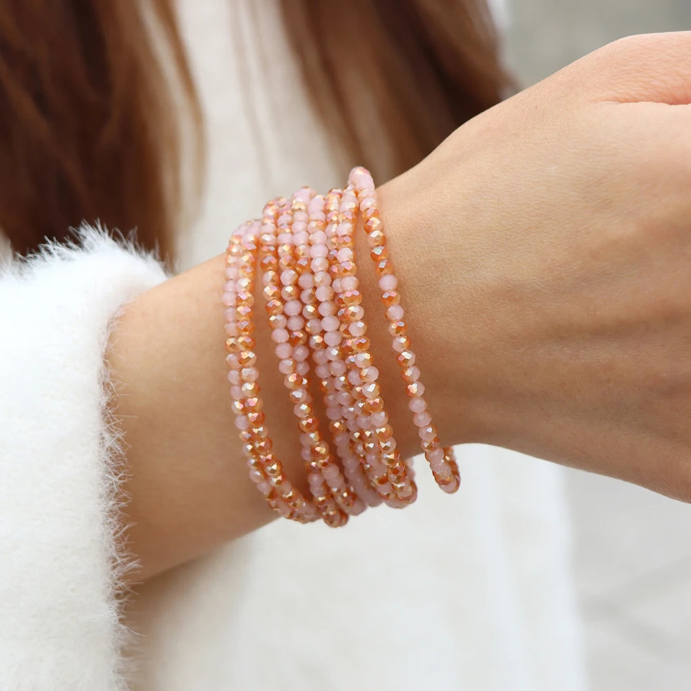 Multi layered Faceted Glass Crystal Beads Bracelets For Women Men Miyuki Crystal Magnetic Buckle Bracelet Bohemia Jewelry