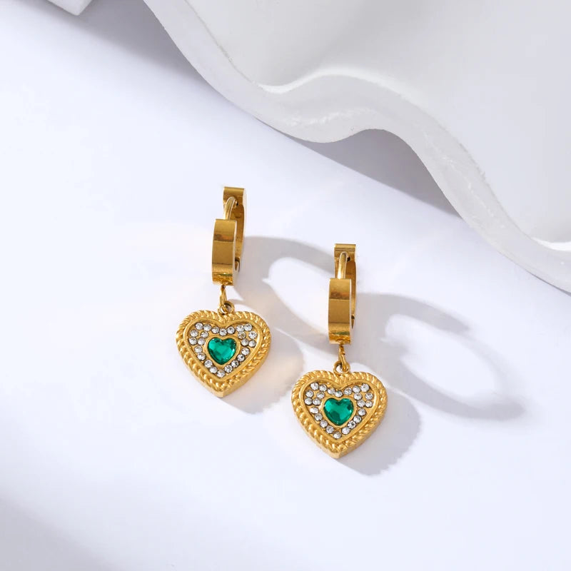 EILIECK 316L Stainless Steel Butterfly Heart Drop Earrings For Women Fashion New Ear Stud Gold-Plated Waterproof Jewelry Gift