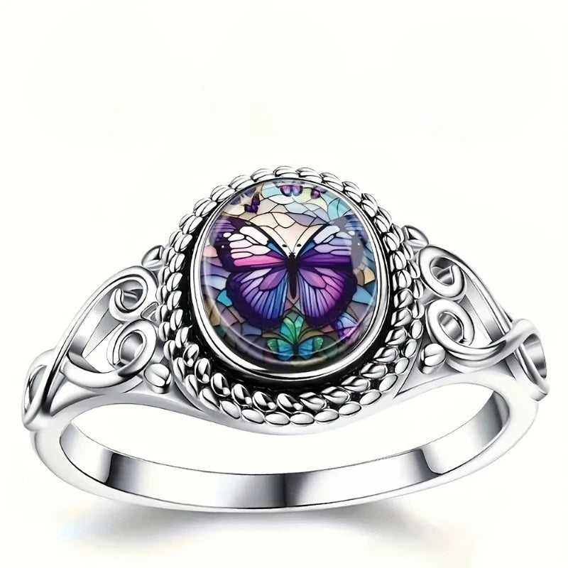 1pc Vintage Ethnic Style Oval Stone Carved Pattern Ring for Women's Bohemian Personalized Holiday Party Accessory Jewelry