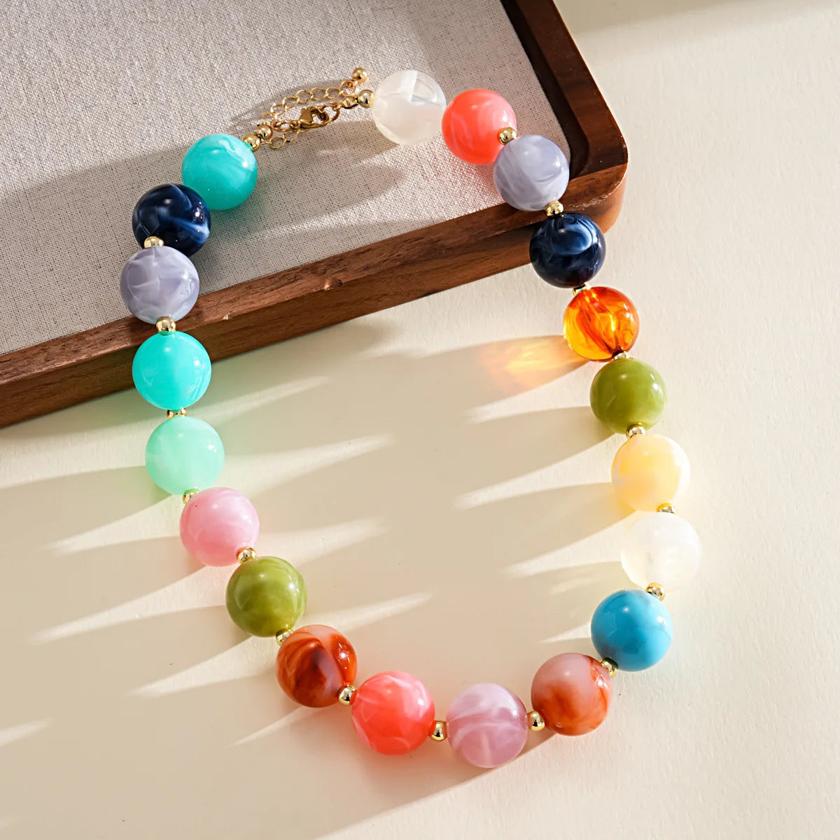 KMVEXO Fashion Colorful Acrylic Big Beads Necklace Bracelet Set for Women Personality Originality Holiday Jewelry Accessories
