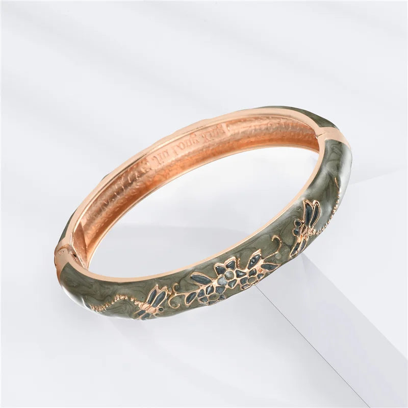 Cloisonne Bracelet For Women Bangles On Hand Enamel Jewelry Flower Women's Hand Bracelet Female Bangle Mother's Day Gifts Wife