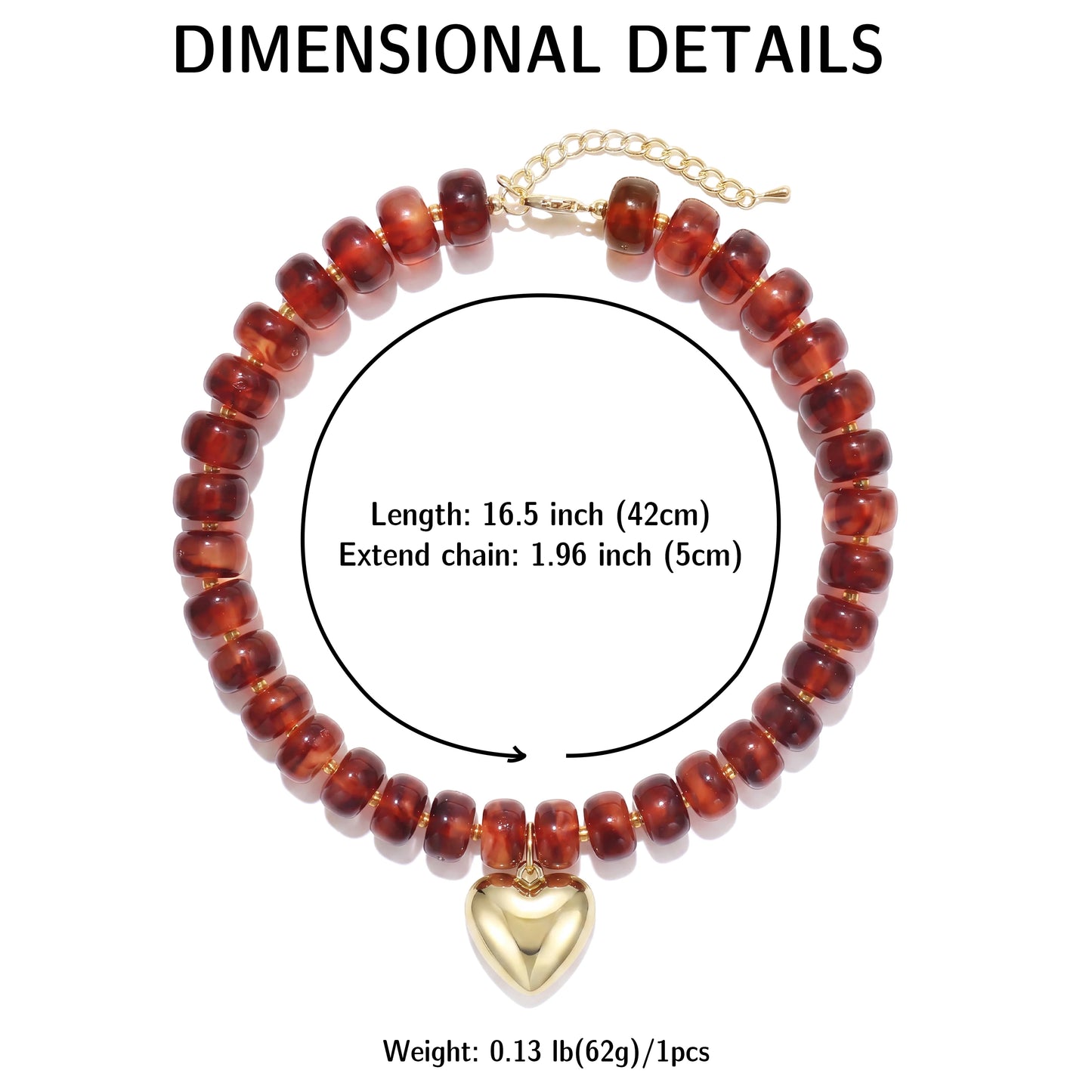 Badu Bohemia Colorful Acrylic Beaded Choker Necklace for  Women 14K Gold Plated Heart Pendant Summer Aesthetic Y2K Jewelry Gift