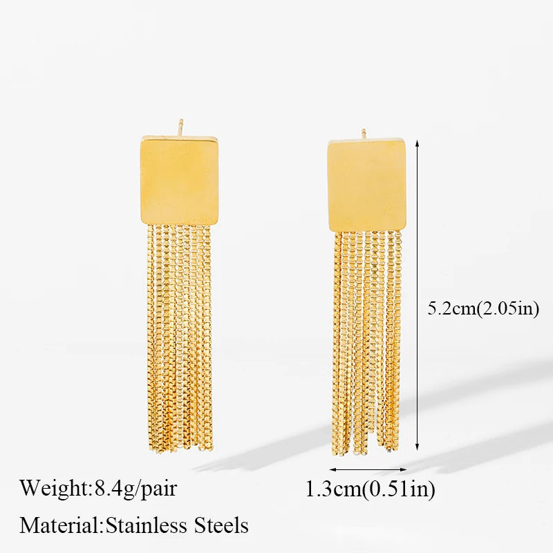EILIECK 316L Stainless Steel Zircon Feather FOREVER Pendant Earrings For Women Fashion Ear Dangle Gold-Plated Jewelry Gift
