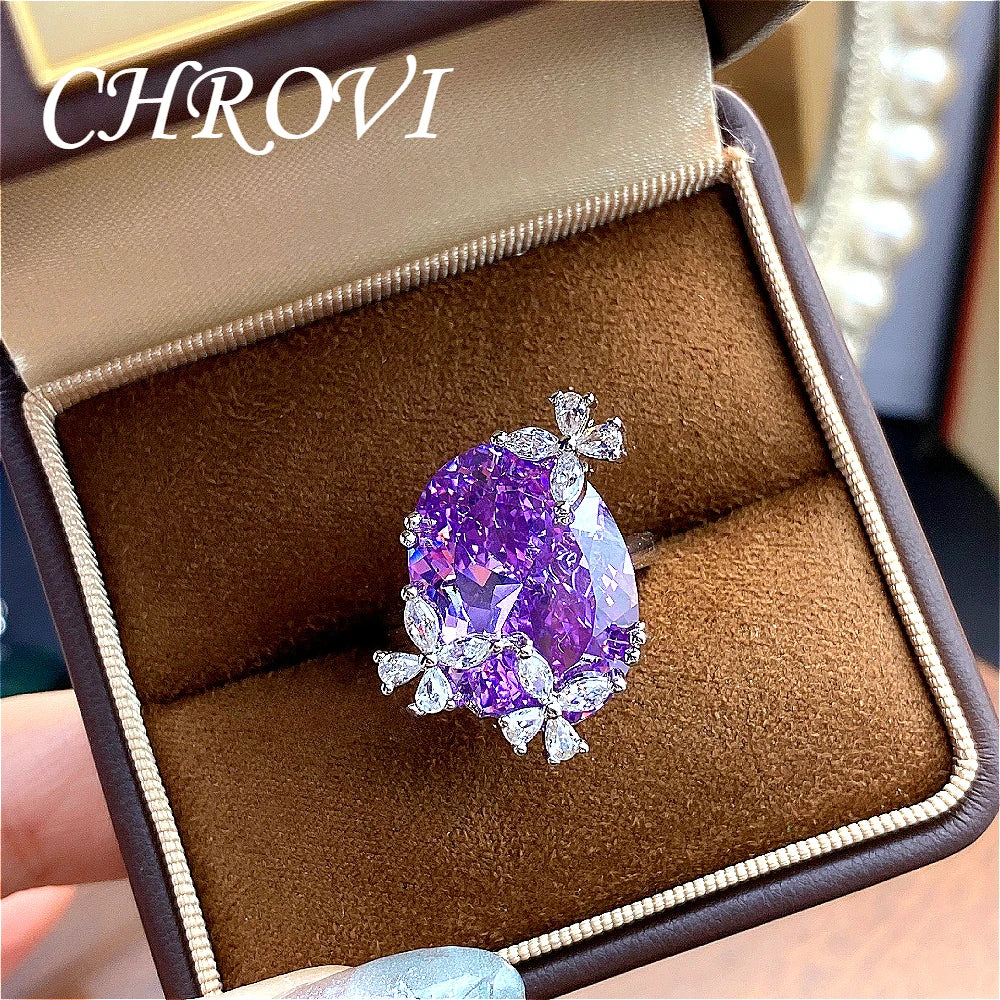 Luxury semi-gold 925 pure silver ultra-fantastic butterfly ring, candy-style purple lavender color gemstone necklace