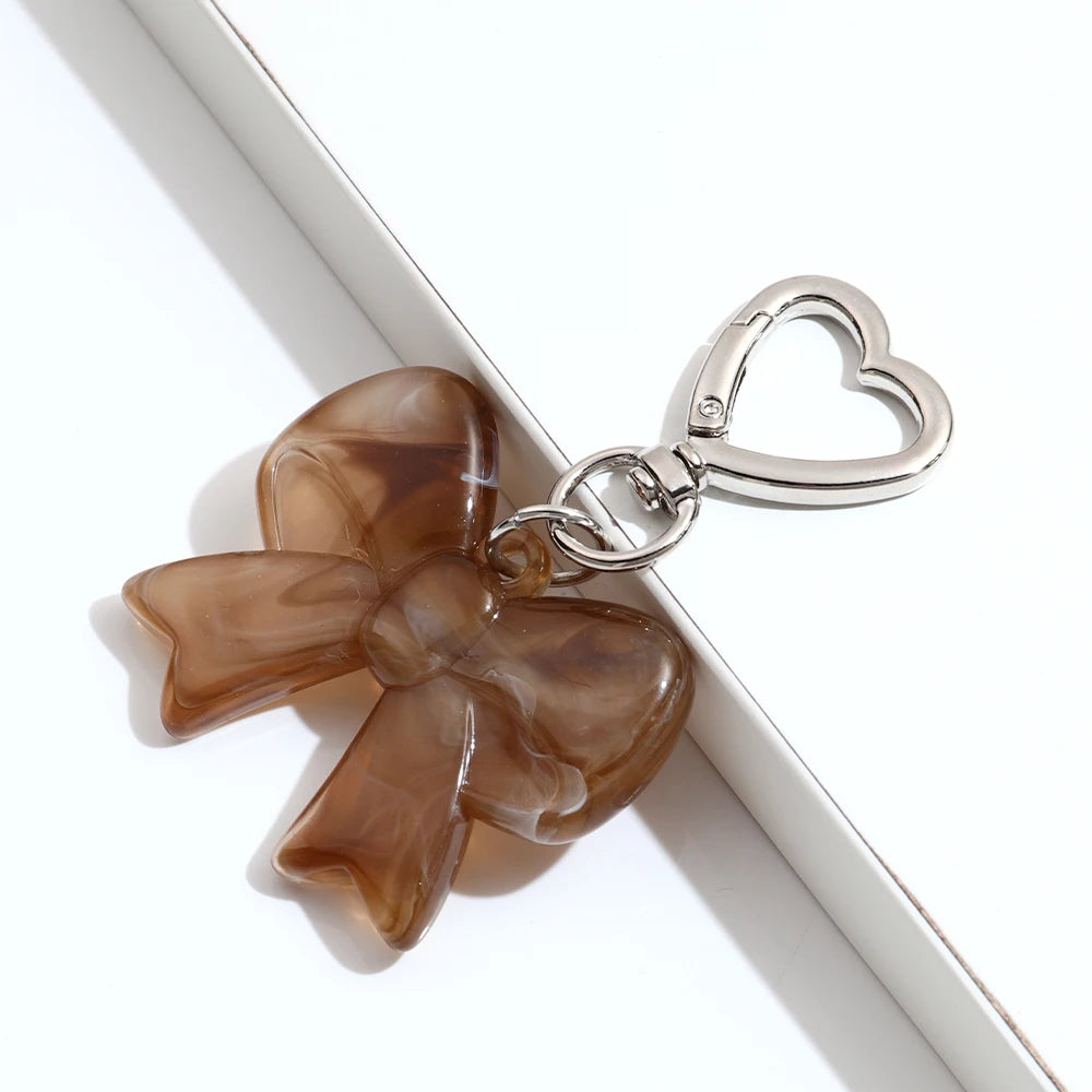 Trend Acrylic Colorful 3D Bowknot Keychains for Women Y2K Key Chain Bag Car Phone Pendant Accessories Gifts