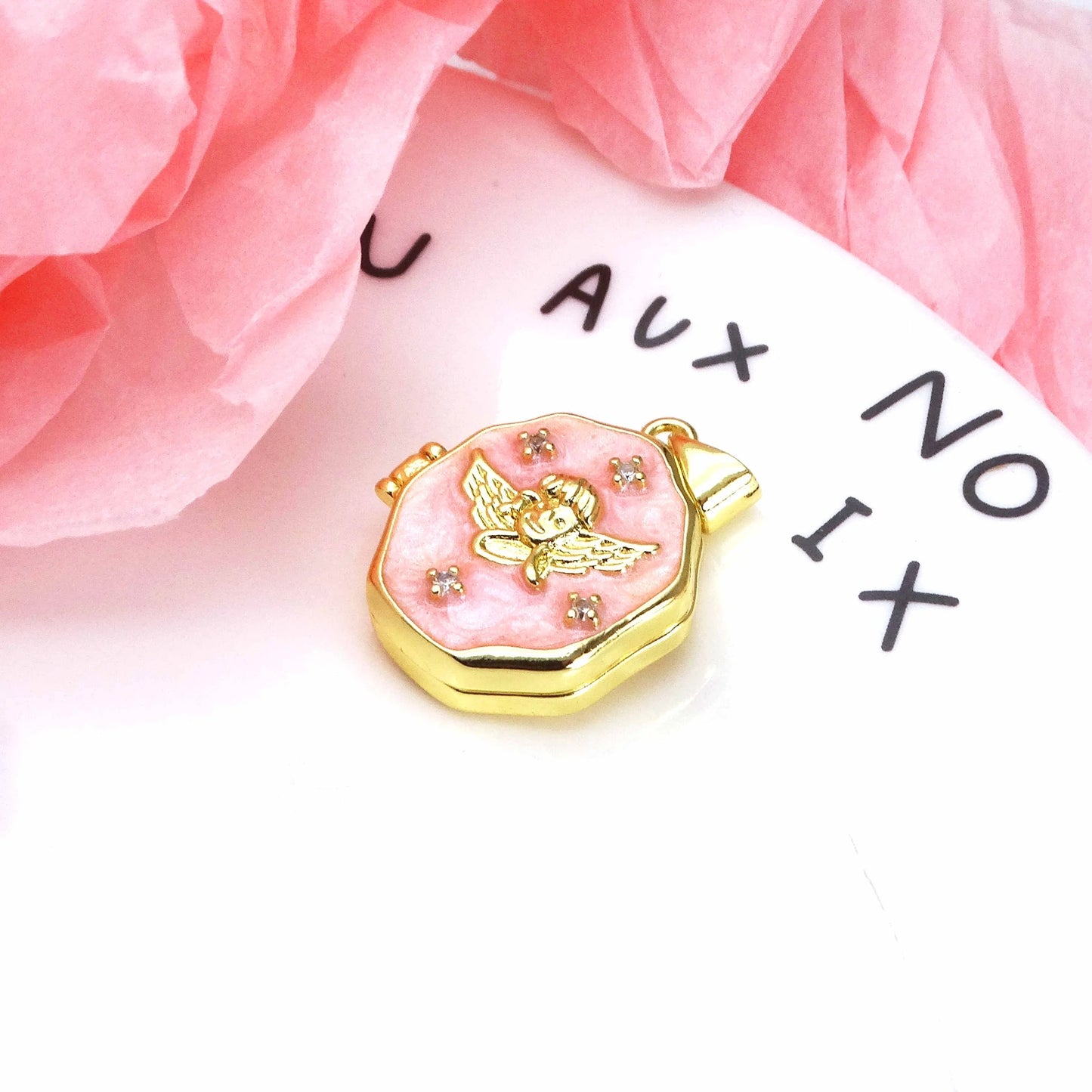 Micro Zircon oil drip photo box Angel Pendant necklace Love heart pendant necklace copper chain jewelry necklace
