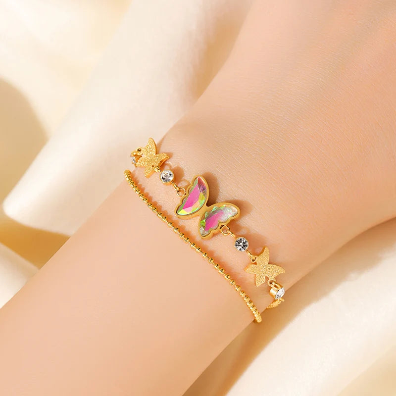 EILIECK 316L Stainless Steel Metal Gold Color Charm Bracelet Wrist Chain Trendy Texture Jewelry for Women Bijoux Femme Gift