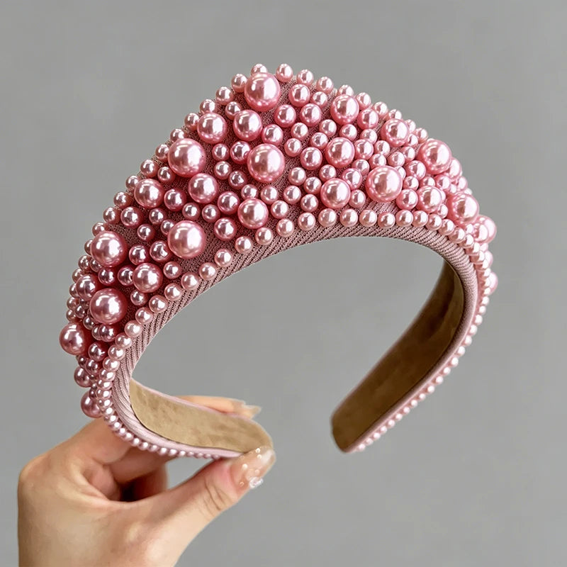 Fashion Hairbands for Women Rhinestone Pearls Tiaras Crown Headband Hair Jewelry Gifts Accessories