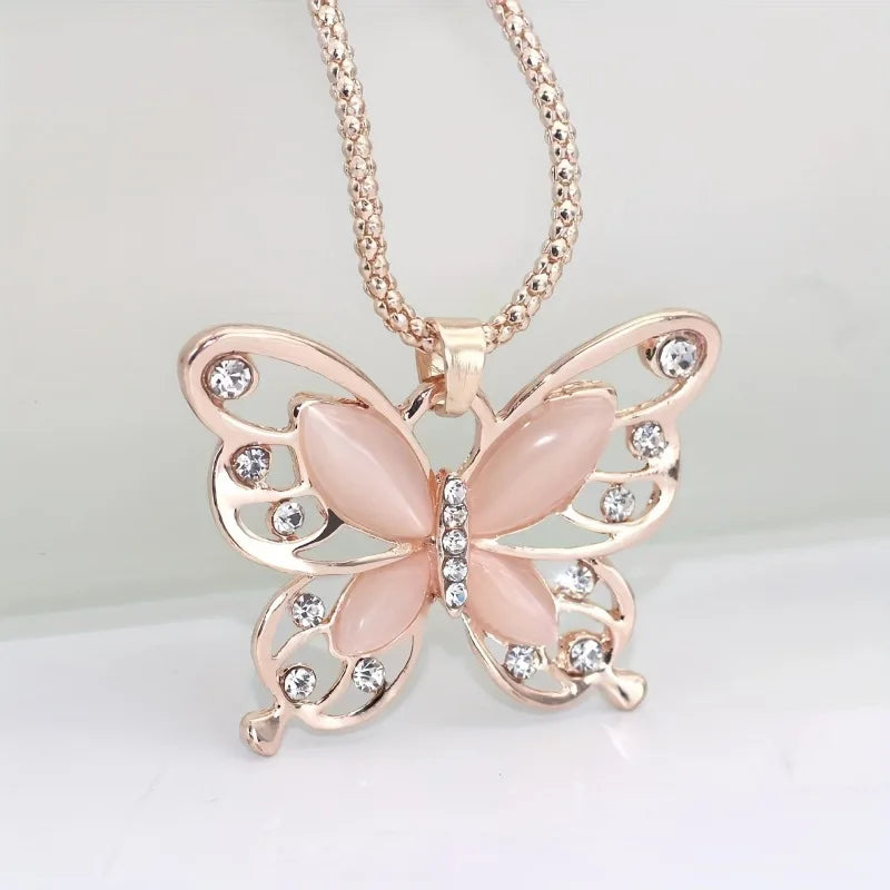 Elegant butterfly pendant necklace artificial Zirconia perfect jewelry gift for her