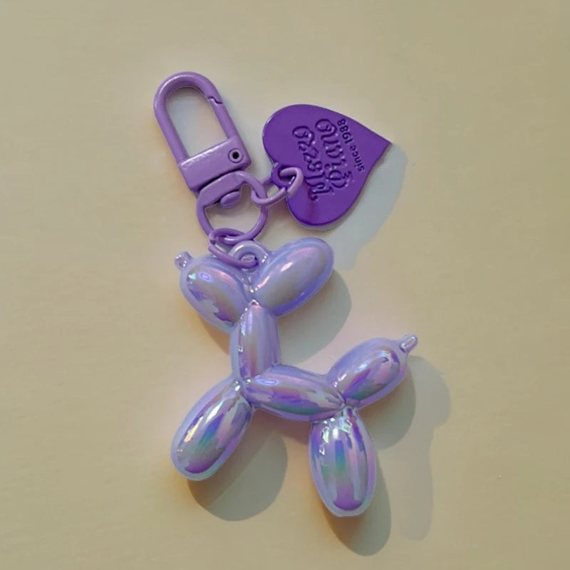 DIY Candy Color Sweet Resin Balloon Dog Keychain For Women Girls Animal Shaped Phone Chain Key Buckle Accessories Bag Pendant