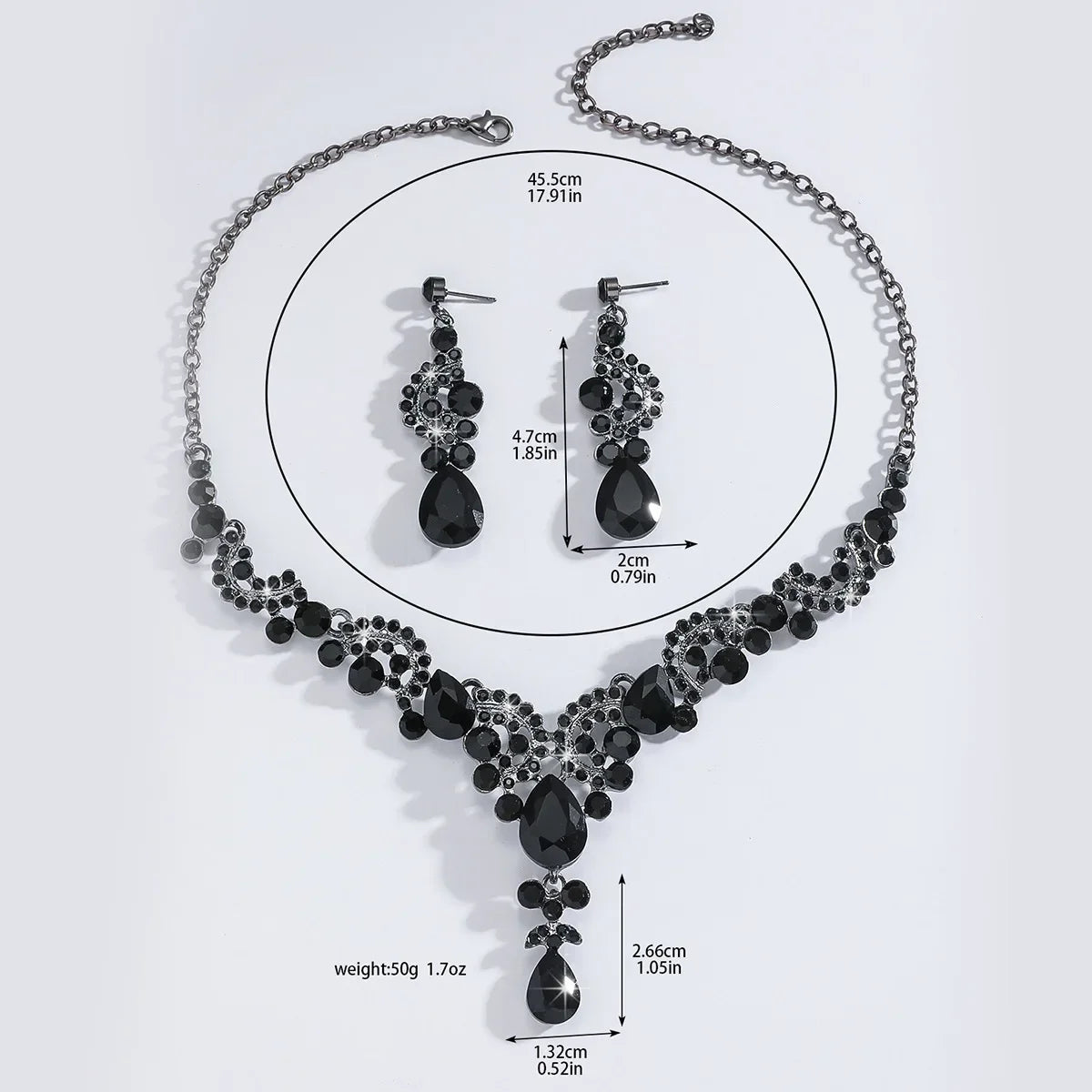 Women's Blue Geen Black Water Drop Earrings Necklace Set, Elegant Jewelry Gift for Women, Perfect for Parties & Daily Wear