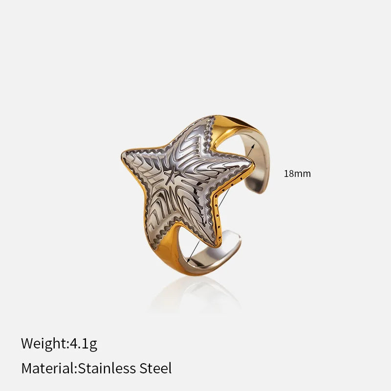EILIECK 316L Stainless Steel Enamel Seahorse Open Adjustable Ring for Women Water Resistant Fashion Chic Ring Jewelry Bijoux