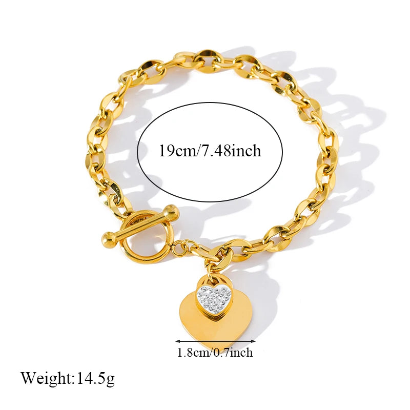 EILIECK 316L Stainless Steel Starfish Shells Charm Bracelet For Women New Trendy Wrist Chain 18K Gold Plated Jewelry Gift Party