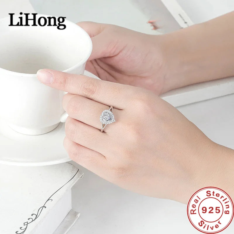 Luxury, Brand 925 Sterling Silver Ring Love Aaa Zircon Crystal Ring Engagement Charm Jewelry Gift For Women