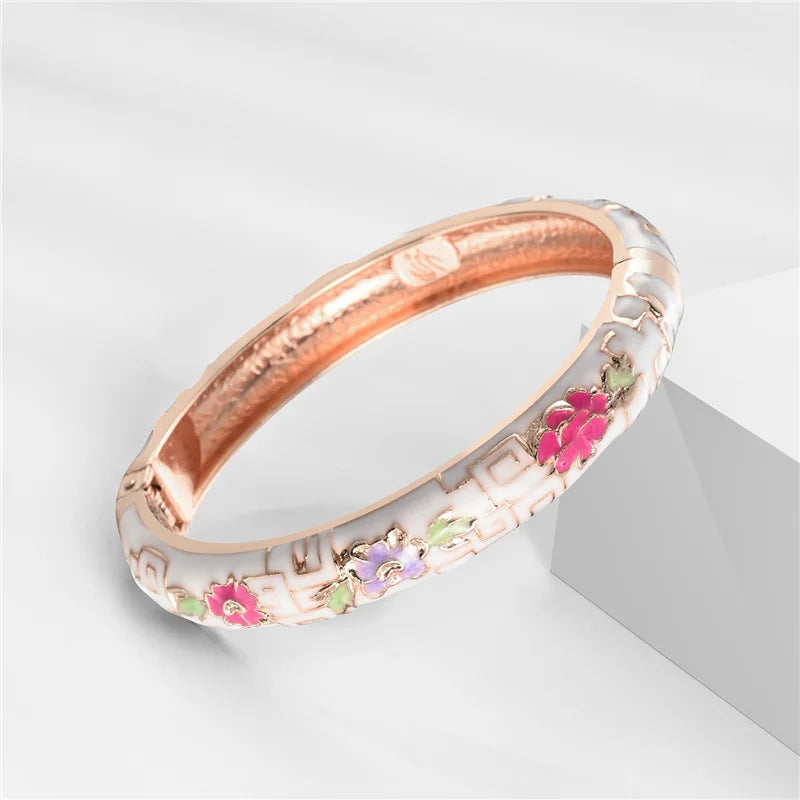 Hollow Bangles For Women Bracelets On Hand Bird Cloisonne Enamel Jewelry Women's Hand Bracelet Female Bangle Gifts For Wife Girl