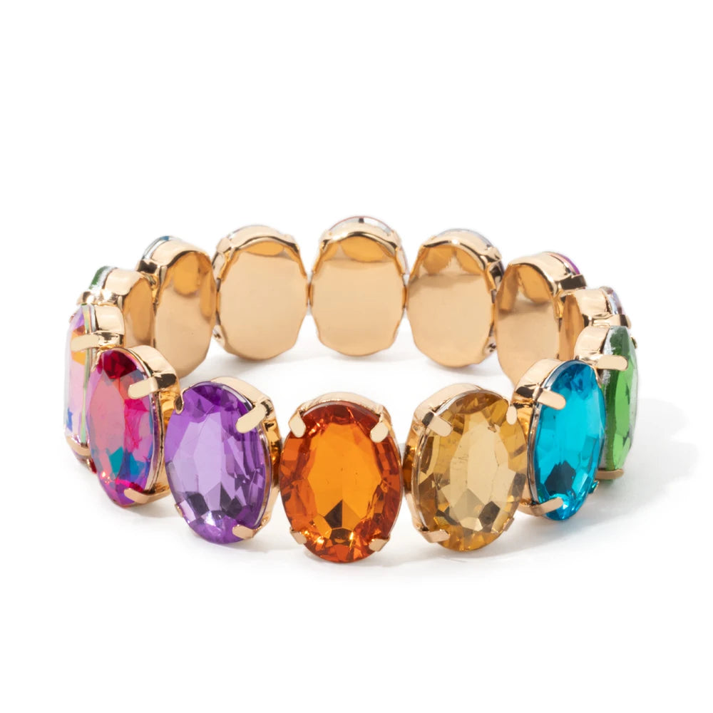 BEUTIFOR New Arrival 18mm Colorful Rhinestone Drop Bracelet for Women Gold Color Copper Prong Setting Crystal Jewelry
