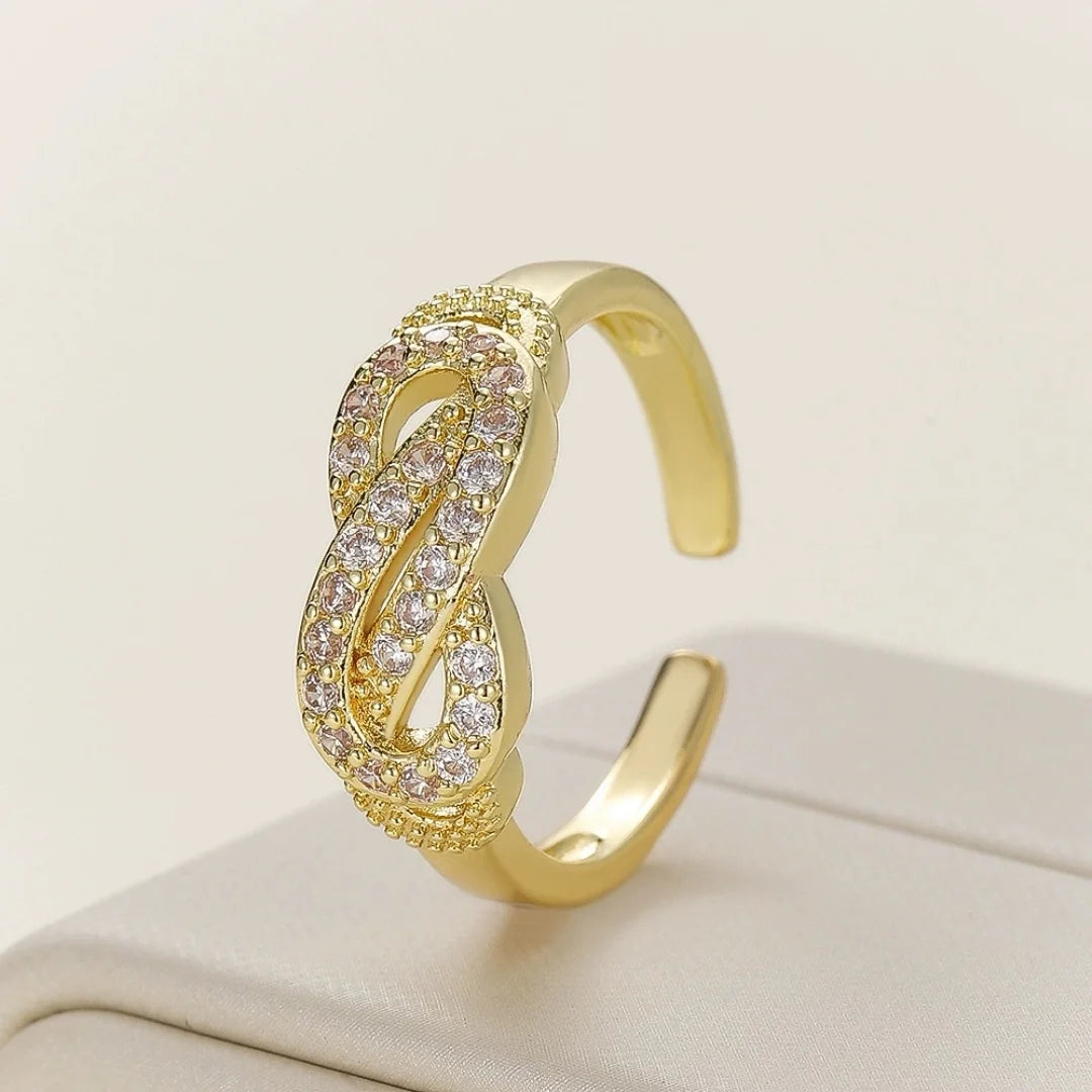 Cute Female Gold Color Infinity Wedding Rings Promise Open Adjustable Engagement Jewelry For Women
