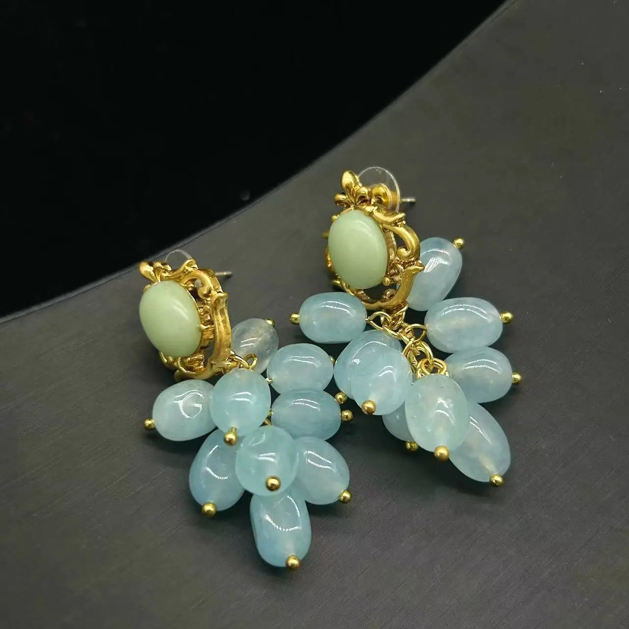 NISHIZAWA Agate Woman Earrings Tassels Sweet Vintage Exquisite Fashion Jewelry Palace Style Elegant Pendientes Mujer