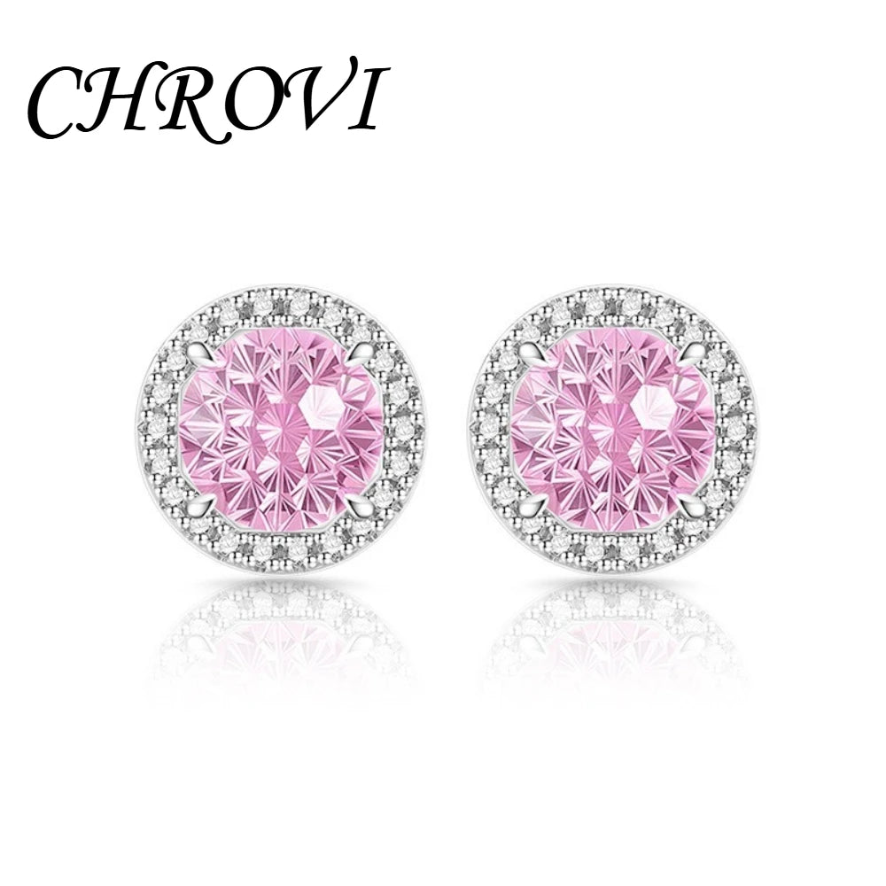 Exquisite 925 sterling silver gemstone-cut princess round earrings with ultra-shiny high-carat diamonds.
