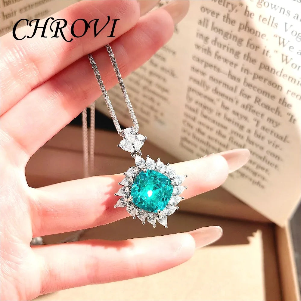 Light Luxury 925 Sterling Silver Set, Diamond Ring for Women, Elegant Pendant Necklace, Gemstone Stud Earrings