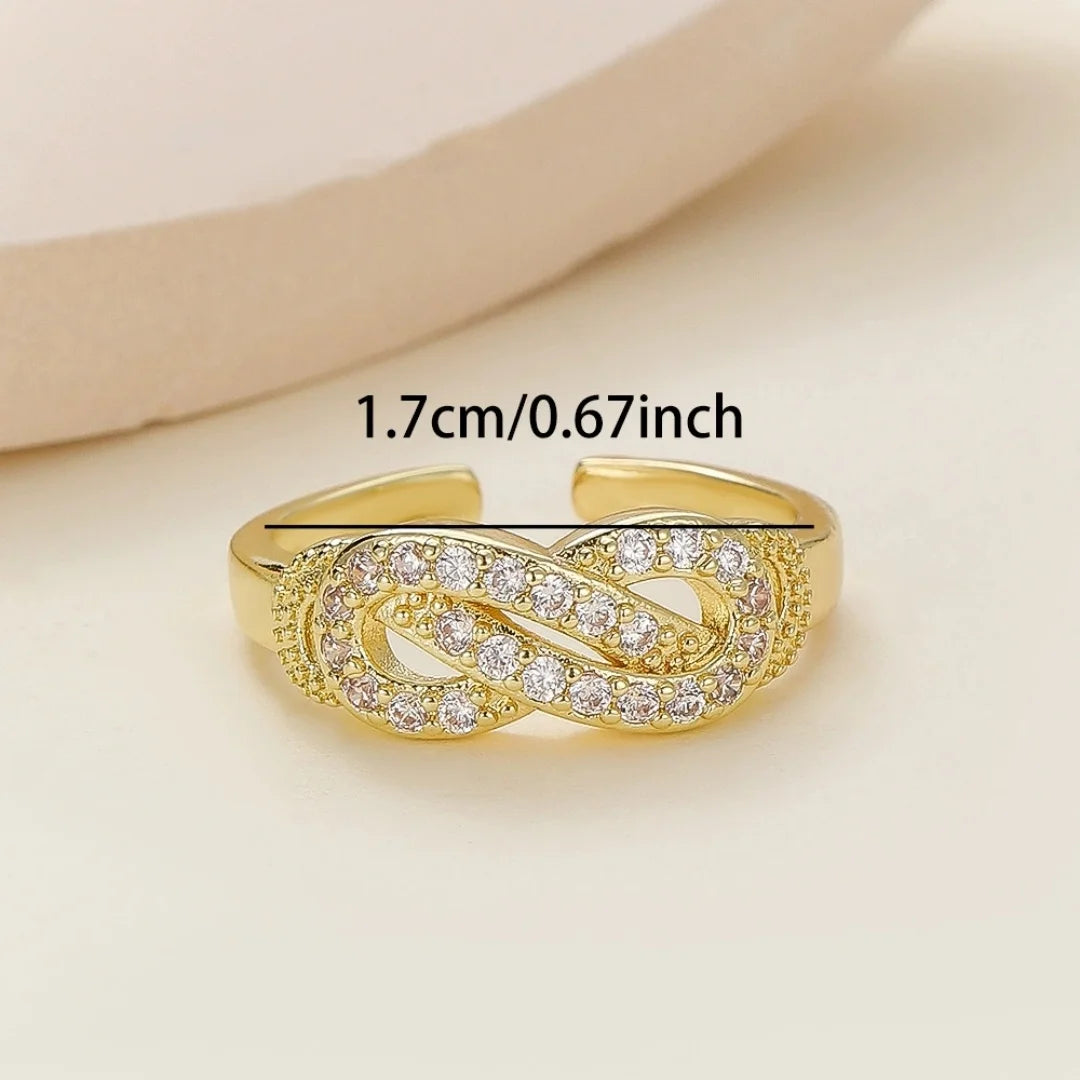 Cute Female Gold Color Infinity Wedding Rings Promise Open Adjustable Engagement Jewelry For Women