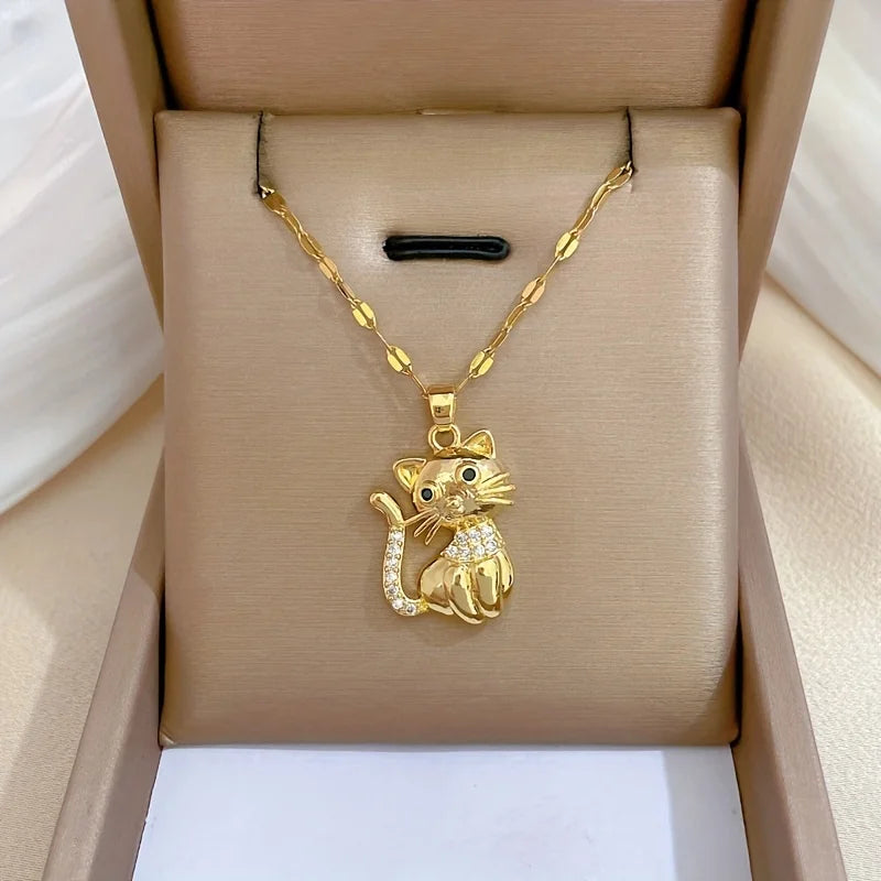 Classic Cat Charm Necklace For Womens New Clavicle Chain Party Animal Themed Jewelry Gifts