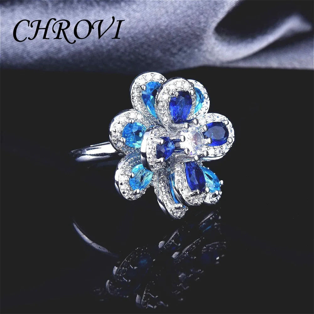 Elegant 925 Sterling Silver Coloured Flower Set, Simple Stud Earrings, 3D Flower Pendant, Open Ring