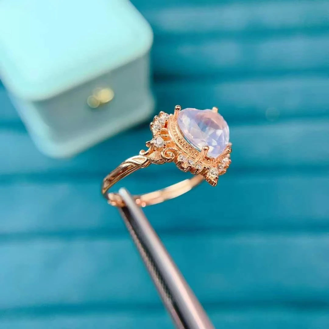 Real 925 Silver Amethyst Ring 8mm 2ct 100% Natural Amethyst Jewelry with Certificate 18K Gold Plated Crystal Jewelry