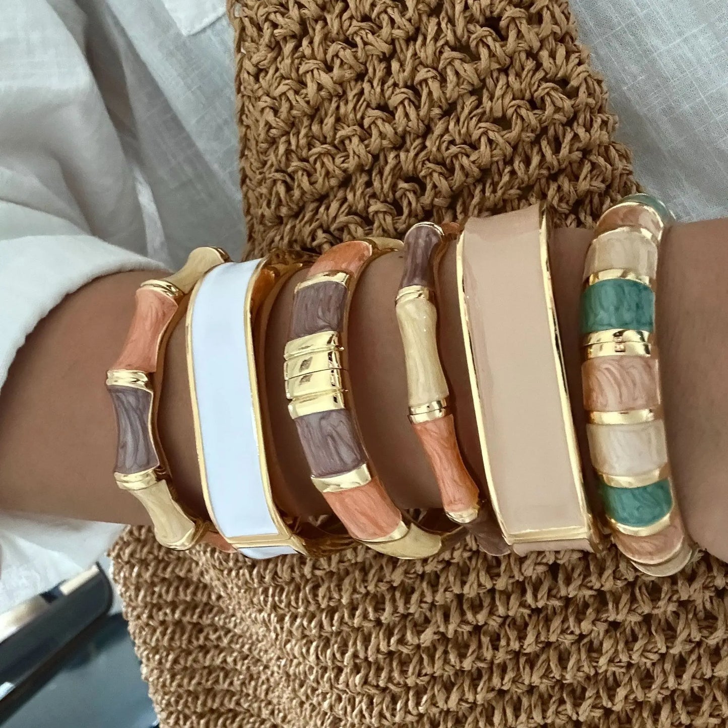 KMVEXO Exaggeration Imitation Enamaled Colorful Metal Bangle Simple Design Trendy Women's Fashion Jewelry Minimalist Bracelets