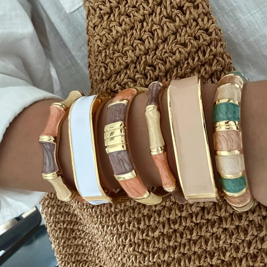 KMVEXO Exaggeration Imitation Enamaled Colorful Metal Bangle Simple Design Trendy Women's Fashion Jewelry Minimalist Bracelets