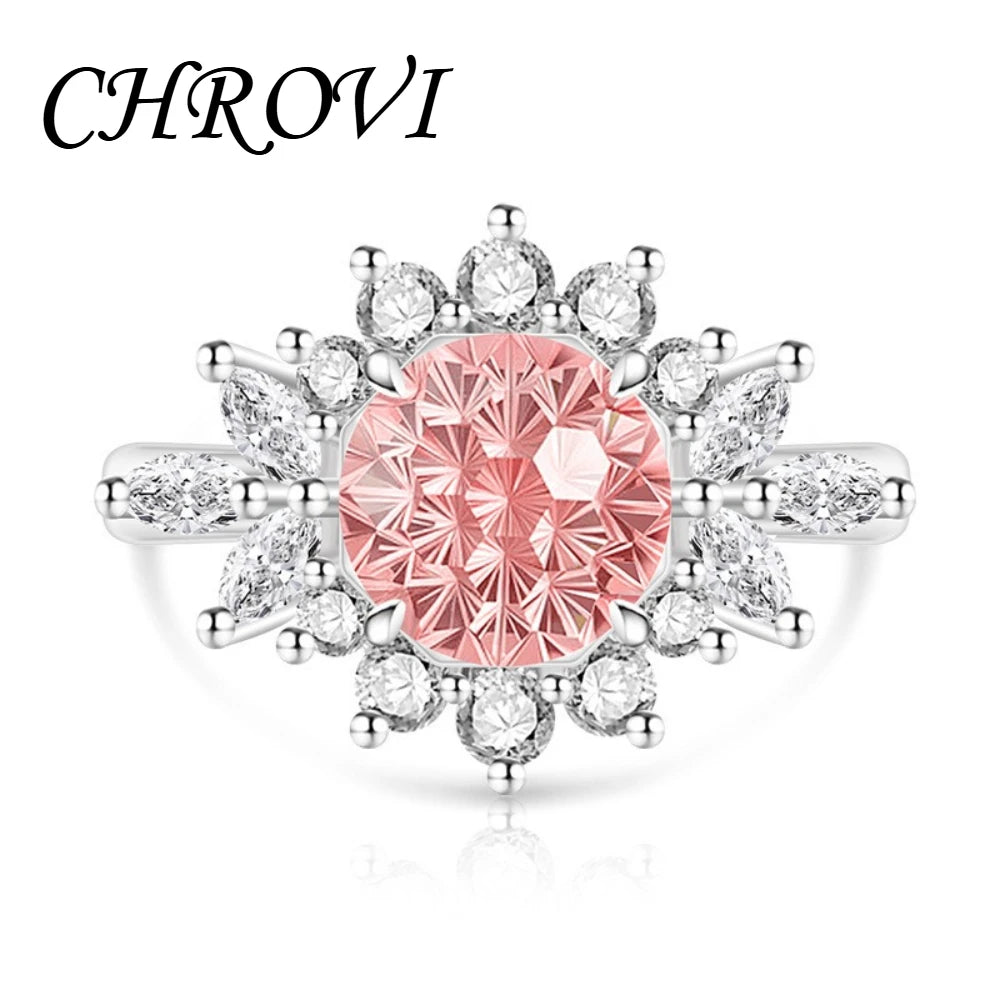 925 pure silver trendy colored gemstone sunflower ring for women, fashionable and versatile finger ring