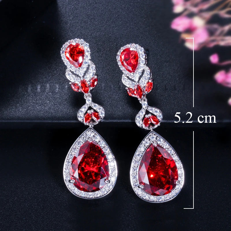 ThreeGraces Elegant Shiny Purple Water Drop Zirconia Big Long Bridal Wedding Party Earrings for Women Banquet Jewelry E1442