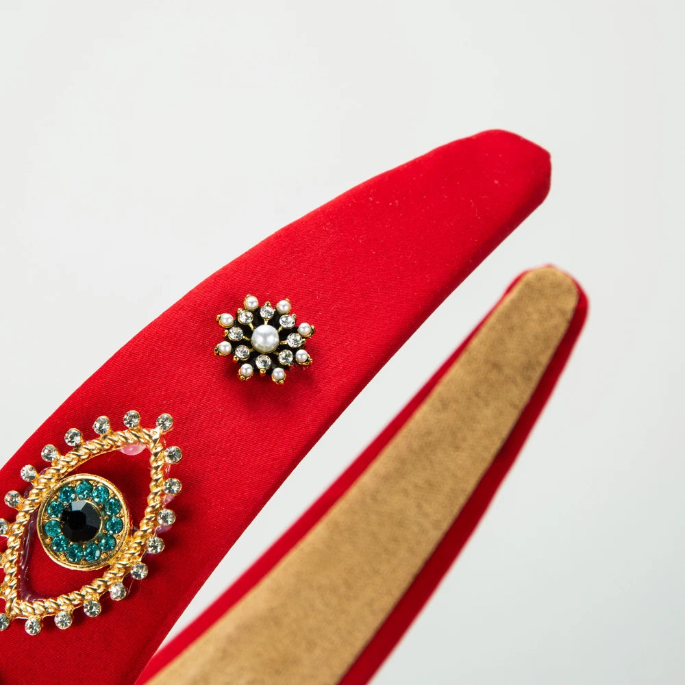 Fashion New Retro Baroque Hair Band Female Personality Devil Eye Flower Creative Headband Pressed Hair Accessories