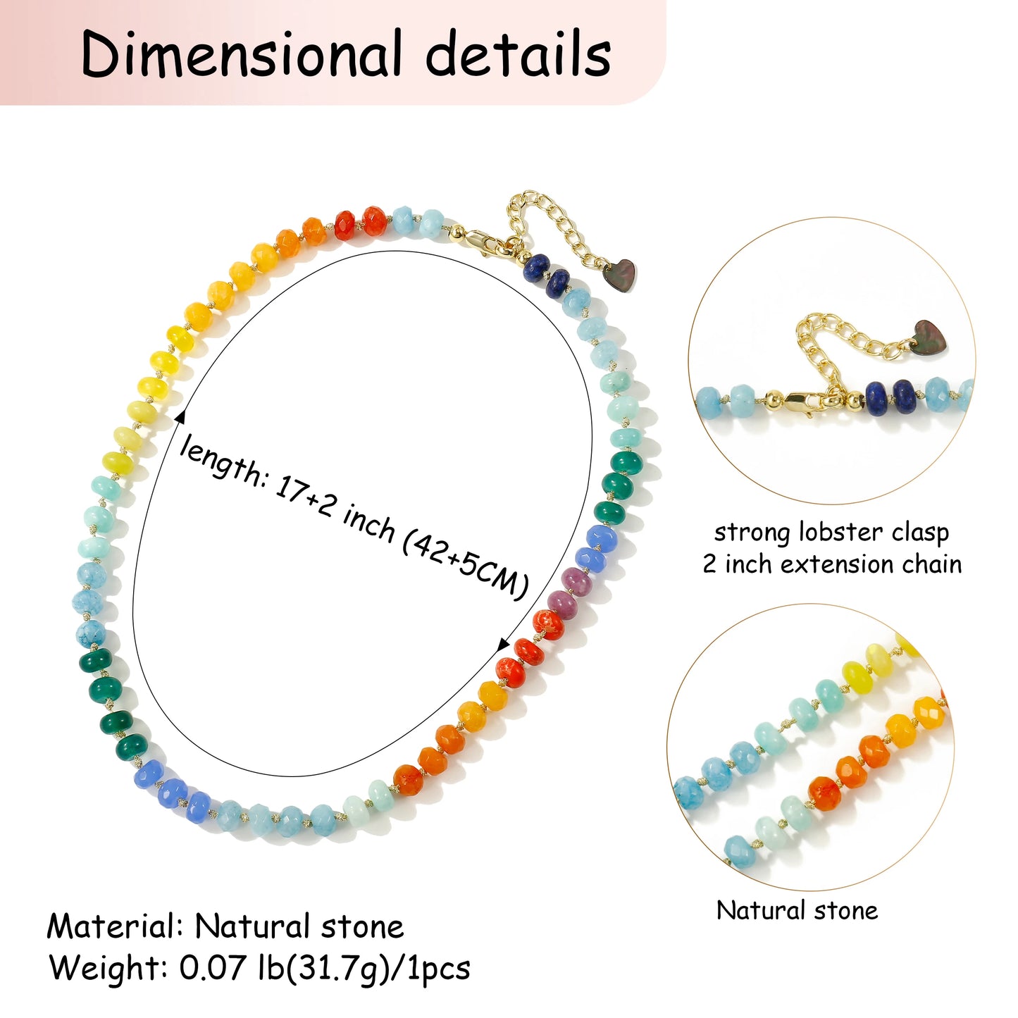 Badu Colorful Natural Stone Beads Necklaces for Women Bohomian Gemstone Beaded Choker Summer Beach Trendy Boho Jewelry Gift
