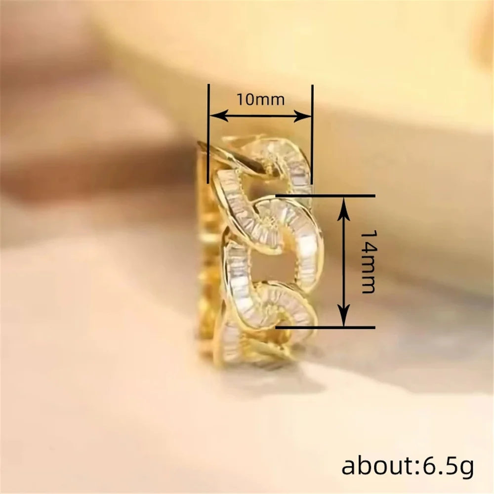 Luxury Female Yellow Gold Color White Zircon Stone Wedding Jewelry Promise Love Engagement Rings For Women