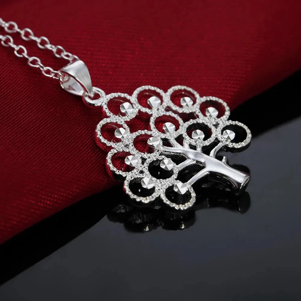 URMYLADY 45cm 925 Sterling Silver fine tree Pendant Necklace For Women Fashion charms Christmas gifts party Wedding Jewelry