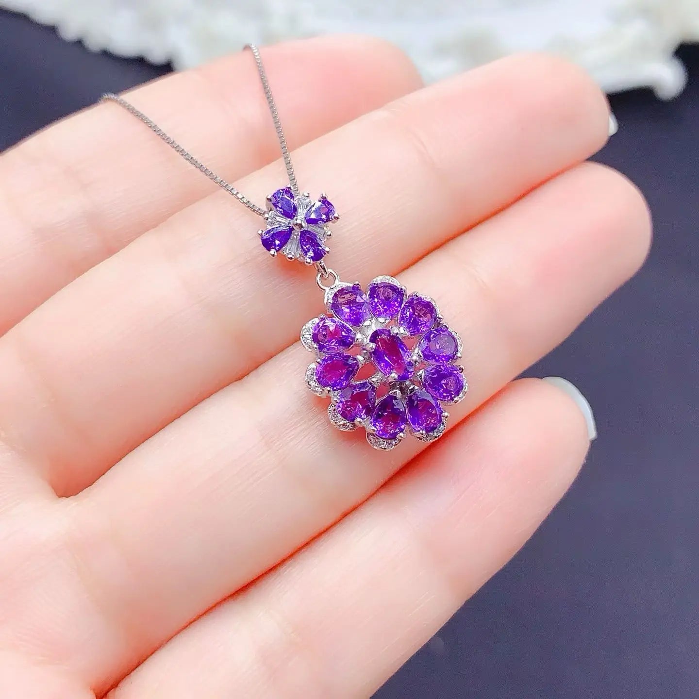 Natural Amethyst Pendant with Certificate 925 Silver Amethyst Jewelry with Certificate Gold Plated Silver Pendant with Necklace