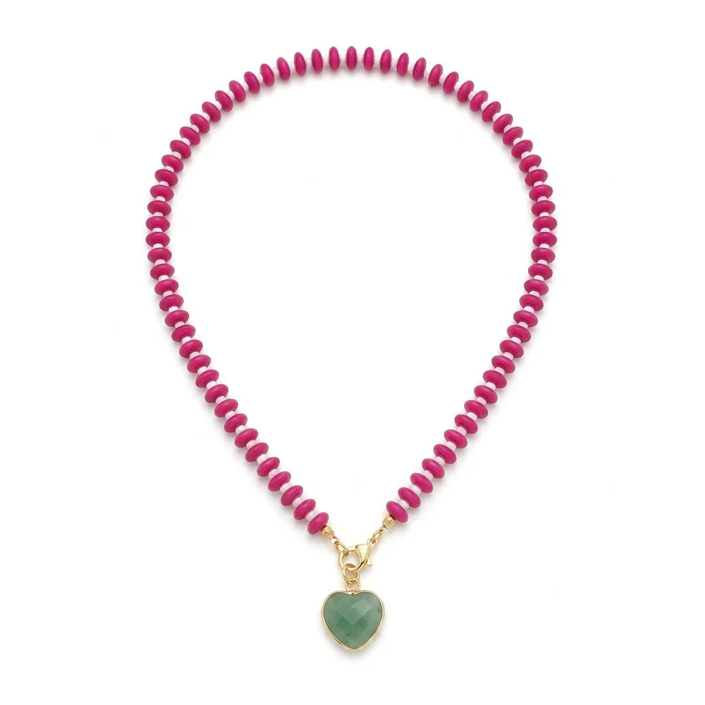 2026 Fashionable trendy dopamine colourful heart bead necklace colourful bead sweet girl versatile accessory